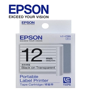 Epson LC-4TBN 12mm Black on Transparent Tape1