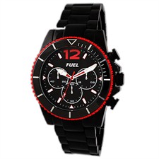 Stainless Steel Case & Bracelet Black & Red Arabic & Baton Chronograph 50M Watch1